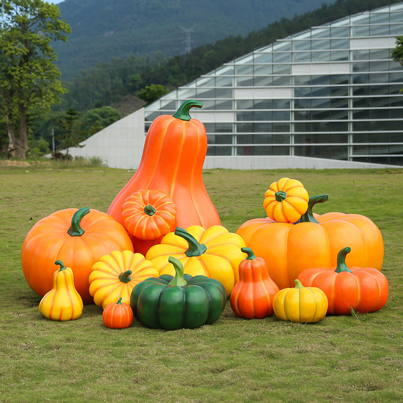 Simulation pumpkin ornaments Garden Farmhouse outdoor garden landscape decoration fruits and vegetables glass steel combination sculpture Simulation pumpkin ornaments Garden Farmhouse outdoor garden landscape decoration fruits and vegetables glass steel combination sculpture