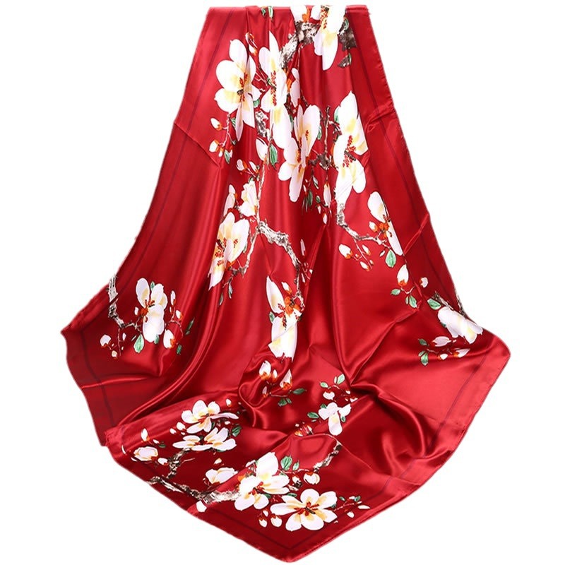 Fashionable Luxurious 90 Cm Imitation Silk Scarf Women's Simple Square Multi-Functional Shawl/scarf For All Seasons_voghion.com