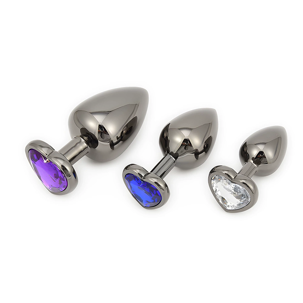 Опциональный цвет драгоценного камня, анальная пробка в форме сердца с цветом пистолета, взрослая продукция для наружного использования, устройство для мастурнации заднего прохода для мужчин и женщин