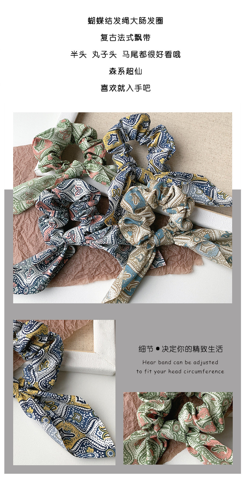 New Fashion Retro Printing Ribbon Hair Scrunchies display picture 3