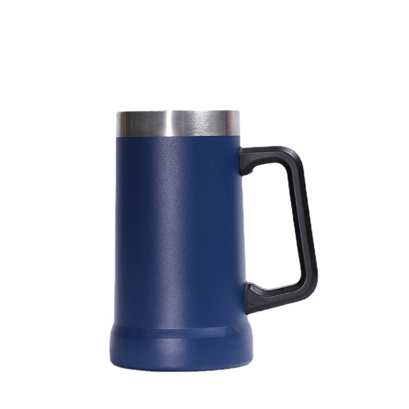 Transfronterizo 24oz taza de vacío de acero inoxidable taza de cerveza de vacío de doble capa con mango taza de coche portátil al aire libre