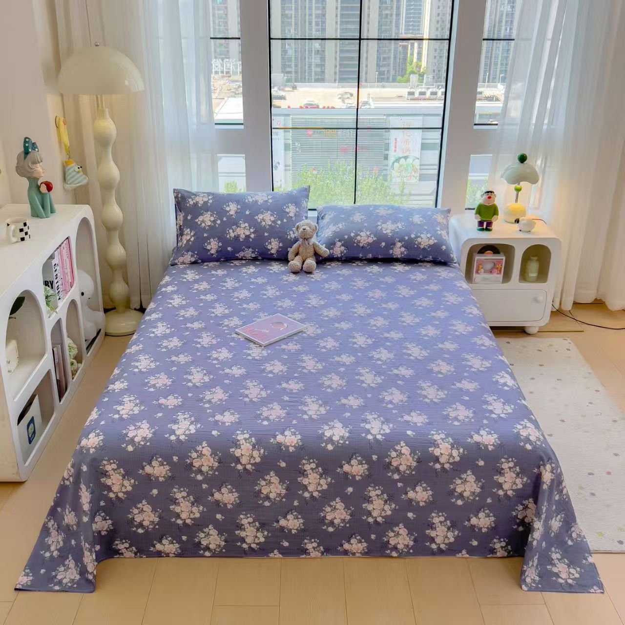Jacquard gaza de lavado de agua cuatro piezas de cubierta de edredón teñido cubierta de edredón de tres piezas cubierta de sábanas cubierta de almohada de clase madre y bebé