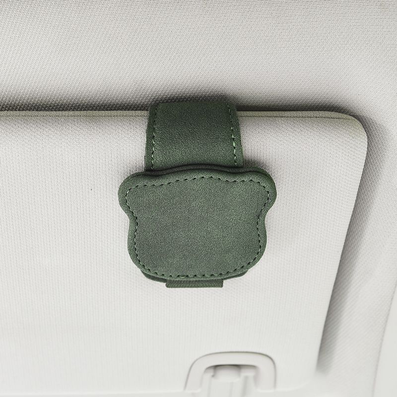 Simple and Portable Magnetic Car Glasses Holder Car Interior Leather Storage Clip Car Sunglasses Clip Bill Card Holder Trendy