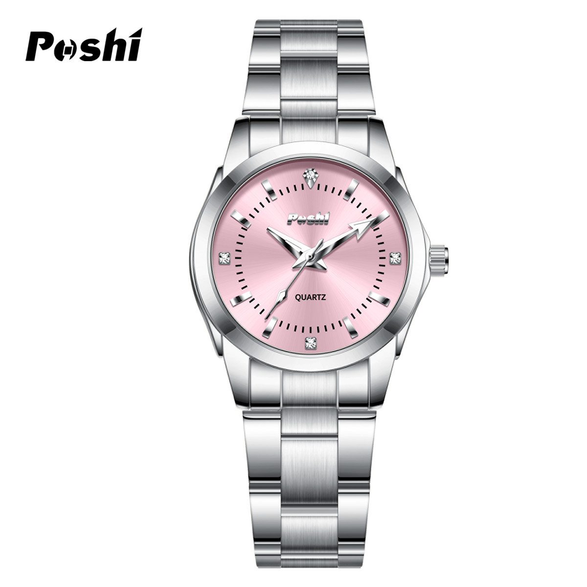 Una pieza de envío POSHI Watch Diamond Impermeable Luminoso Moda Simple Cinturón de acero Cuarzo Reloj para mujer Reloj para mujer