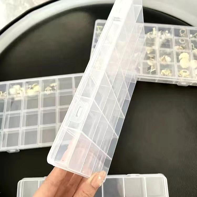 Caja de almacenamiento de múltiples compartidos simple de 24 compartidos grande, caja de división de piezas de hardware, caja de almacenamiento de plástico con tapa, caja de división de joyas