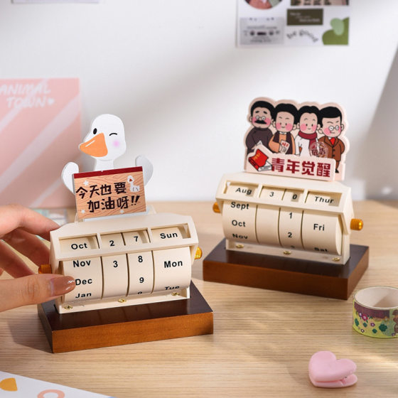 Rotating wheel perpetual calendar desktop ornaments countdown reminder board 2025 calendar mini rotating desk calendar almanac 2024
