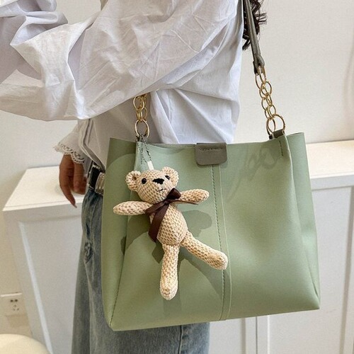 Women's Large Capacity Bags 2024 New Fashion Casual Solid Color Summer Simple Trendy Hang Tags Single Shoulder Tote Bag