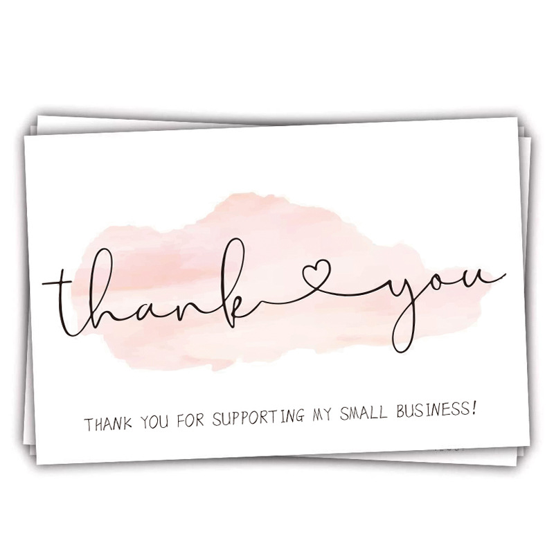 Venta al por mayor Rosa gracias tarjeta etiqueta gracias tarjeta de regalo embalaje de regalo decoración Insertar tarjeta en inglés