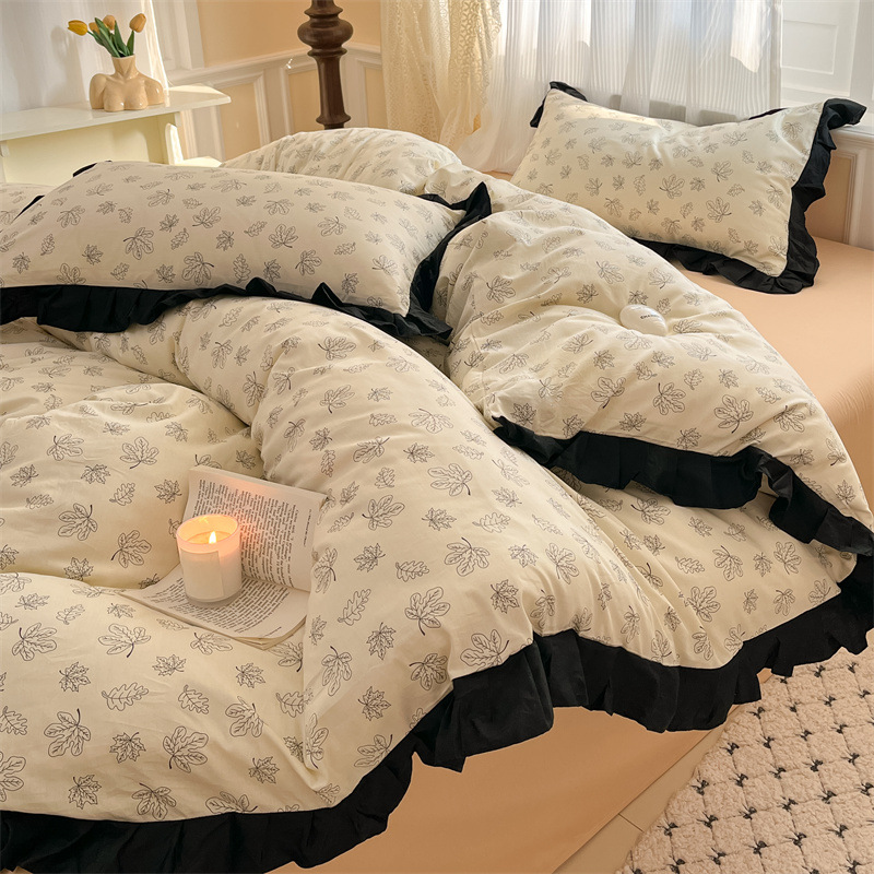 Nordic French Vintage Boho Pure Cotton Four-piece Bedding Suitable For All Seasons, Vintage Lace Duvet Cover, Three-piece Set, All-cotton Bedding,_voghion.com