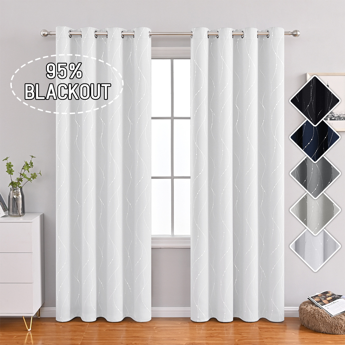 Amazon Cross-border Silver Meteor Cortina de alta precisión Sala de estar Protector solar Cortina terminada TEMU Spot