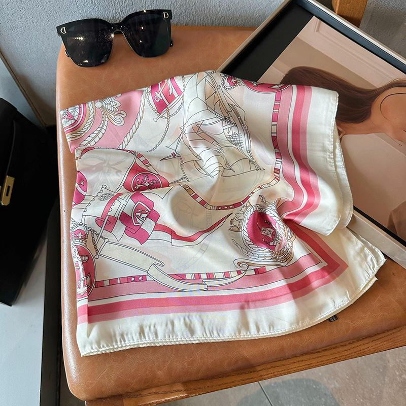 Bufandas de seda para mujeres 2025 primavera y otoño moda versátil temperamento minimalista 65cm bufandas de seda simuladas bufandas delgadas bufandas