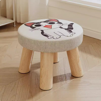 Small Stool, Household Shoe Changing Stool, Creative Small Bench, Fabric Small Stool, Living Room Coffee Table Stool, Solid Wood Small Chair