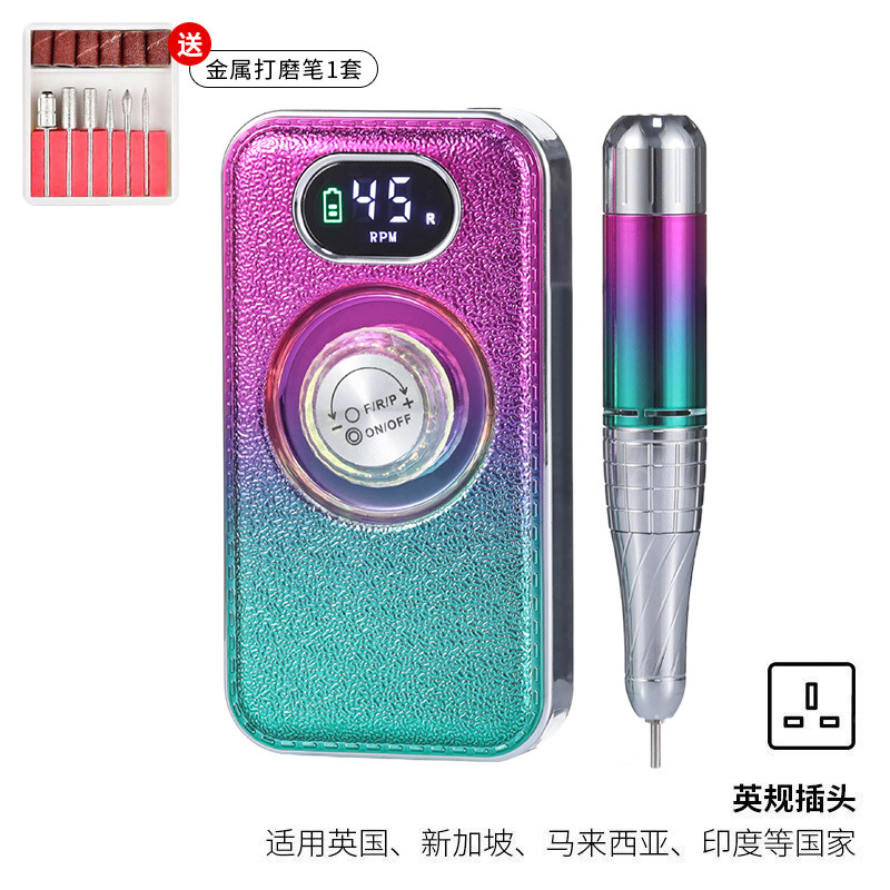 Pulitzador de uñas transfronterizo, tienda de uñas, herramientas de pulido de descarga de uñas profesionales, pulitador de almacenamiento de energía portátil, cuero