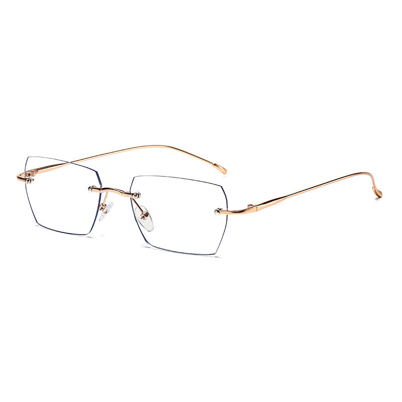 Gafas sin montura para mujer, gafas para miopía de alta sensibilidad, gafas para mujer, montura cuadrada Pure Desire, montura ultraligera sin montura con filtro de luz azul