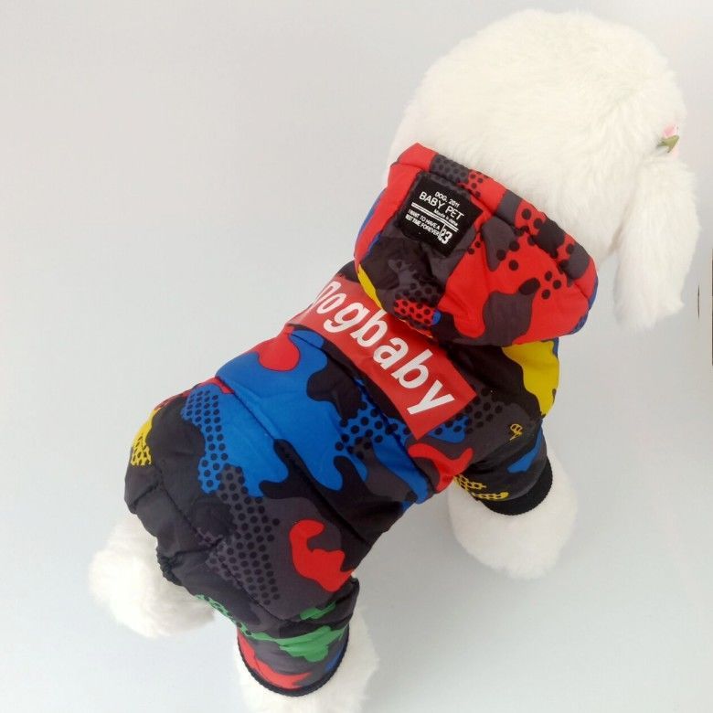 Nueva ropa para perros con capucha camuflaje engrosada ropa acolchada de algodón Otoño e Invierno VIP Teddy PET mediano y pequeño perro ropa de cuatro patas