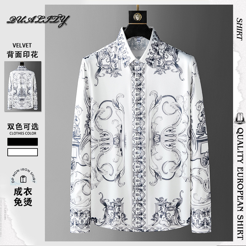 Chaopai men's wear shirt Spring new pattern high definition Digital printing man shirt Self cultivation DP shirt Manufactor Direct selling