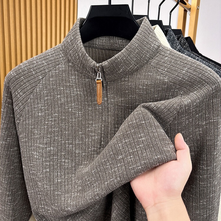 Xinxin Taobao&9922 Old Money Style Bamboo Knit Half-Zip Polo