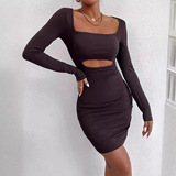 (Трансграничная торговля), сексуальный лонгслив для отдыха, платье, 2023, европейский стиль, с акцентом на бедрах