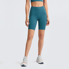 Summer New Arrival European & American Style Yoga Pants: High-Waisted, Slimming Fleece-Lined Sports & Fitness Shorts—Perfect for Highlighting a Peachy Butt Shape, Women's Cropped Yoga Leggings