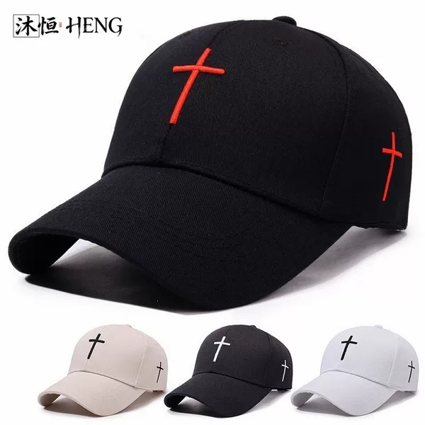 Cross-Border Amazon Foreign Trade Baseball Cap with Embroidered Cross, Curved Brim, Personalized Versatile Sun Hat for Men and Women