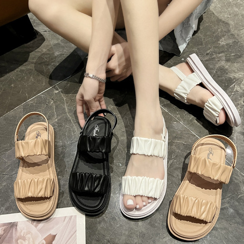 Ladies Summer New Home Slippers, Anti-Slip One-Piece Simple Solid Color Versatile Mule Sandals for Outdoor Beach