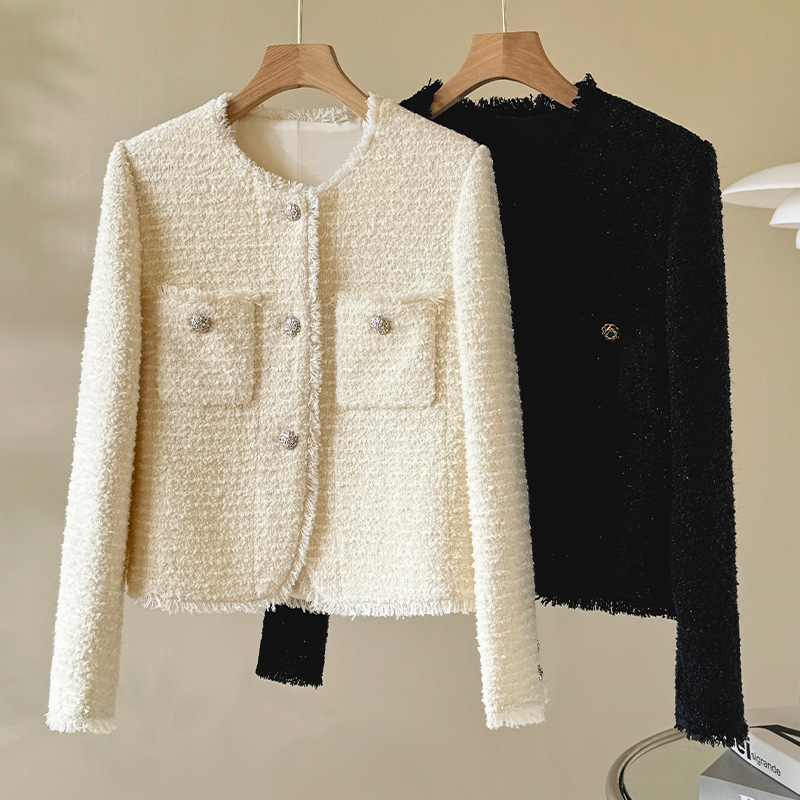 Wool Tweed Short Coat with Tassels, 2026 Spring New Elegant Round-Neck Versatile Socialite Top for Women Wool Tweed Short Coat with Tassels, 2026 Spring New Elegant Round-Neck Versatile Socialite Top for Women