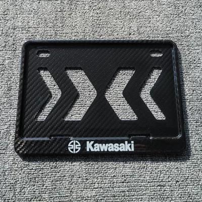 Plate Holder Frame Motorcycle Cover | Nömrə qabı - motorcycle-molded-dry-carbon-twill-kawasaki-white-trademark