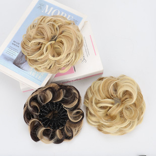 Foreign Trade Wig Bird's Nest Ball Head Fluffy Curly Hair Ring Lazy Hair Accessories Shrink Bird's Nest Flower Bud Hair Ring