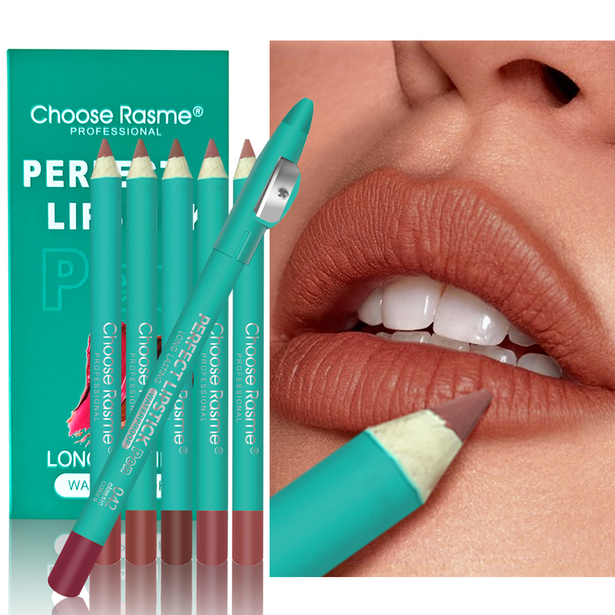 Choose Rasme 6 color mixed lipstick pen non stick cup with pencil sharpener thick rod lip liner set_voghion.com