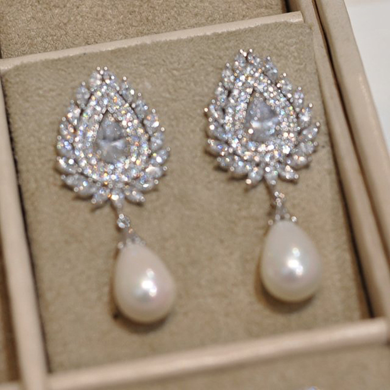 Cao Shis leichte Hochzeitsohrringe im Promi-Stil mit exquisiter Handwerkskunst, weibliche Perlen-Brautohrringe_voghion.com