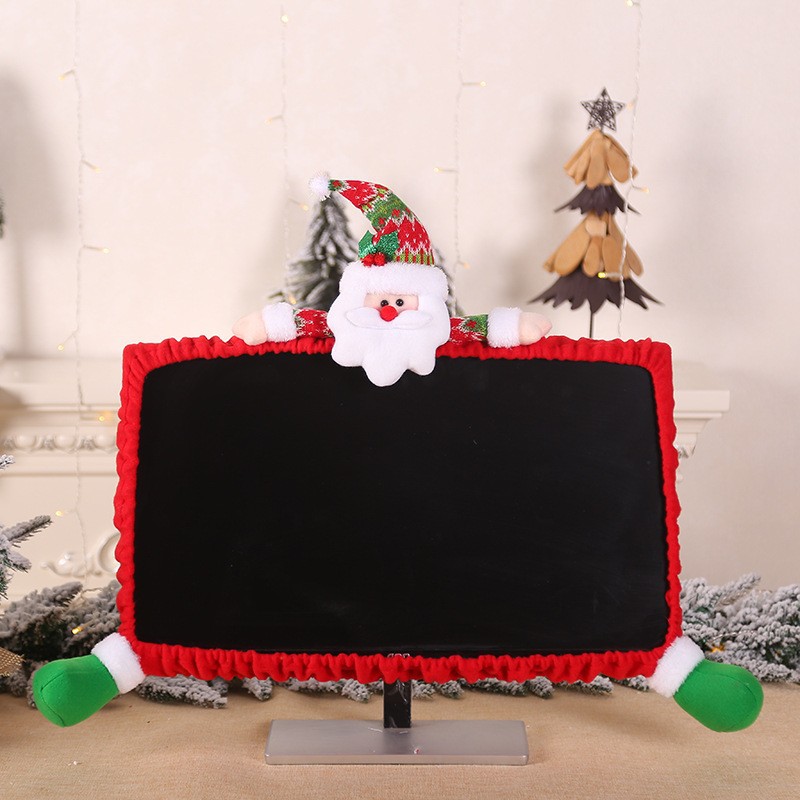1 Uds cubierta para Monitor de computadora A, funda protectora de dibujos animados de Navidad para Monitor de computadora PC, decoraciones de dibujos animados a