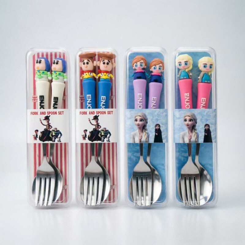 New Toy Story Fork and Spoon Cutlery Set 2-Piece Cute Frozen Princess Children's Portable Fork and Spoon Cutlery New Toy Story Fork and Spoon Cutlery Set 2-Piece Cute Frozen Princess Children's Portable Fork and Spoon Cutlery