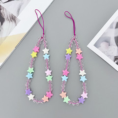 手工ins風手機鏈手機繩數碼掛件y2k創意個性鑰匙掛件掛繩笑臉星星