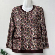 妈妈秋装新款长袖恤中老年奶奶盘扣印花上衣春秋秋衣宽松衫