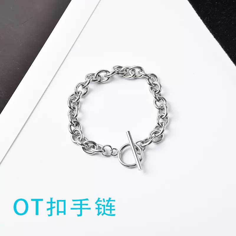 欧美爆款钛钢 OT圆手链男女潮流情侣ins冷淡风2021年新款简约手饰