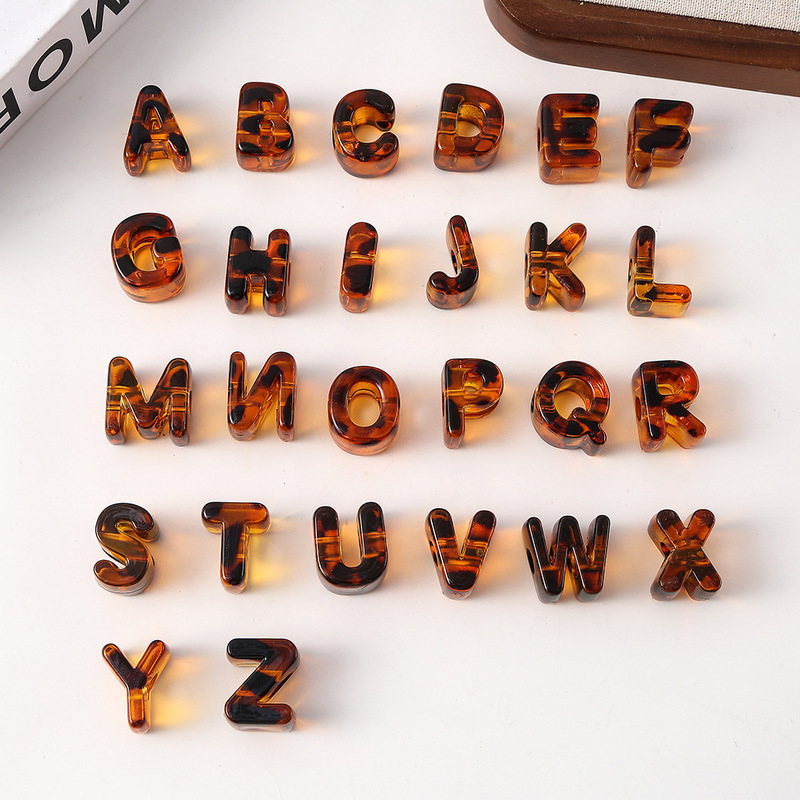 26 large-hole English letter spotted leopard print beads DIY beaded phone chain bag clothing accessories pendant decoration