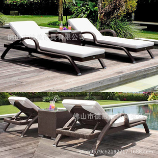 Outdoor Bed Lounge Chair Waterproof Sun Protection Swimming Pool Beach Garden Sun Room Balcony Outdoor Courtyard Rattan Lounge Chair