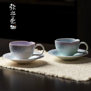 弥言结晶釉窑变陶瓷拉花咖啡杯蝶套装高档精致下午茶具办公室水杯