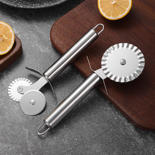 Stainless steel 430 pizza cutter, round tube handle single wheel knife, double wheel knife, pizza knife, LOGO can be printed