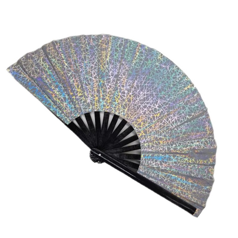 33 cm de ventilador de tela reflectante refrescante ventilador de tela reflectante Fan de fiesta reflectante Fan de kung fu ventilador de sonido