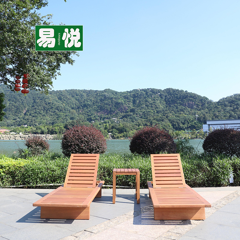 屋外グレープフルーツベッド傘付き別荘観光地区ホテルプール屋外防水日焼け止め庭園ビーチ実木リクライニングチェア|undefined