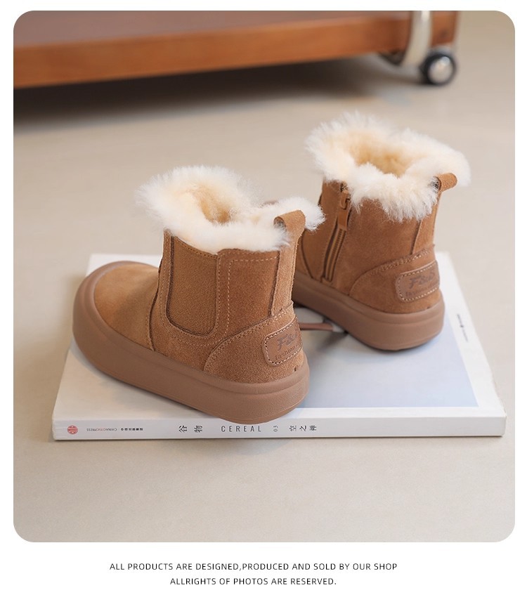 Children's Boots 2025 New Winter Big Snow Cotton Girls' Baby Fleece-Lined Kids' Shoes_voghion.com