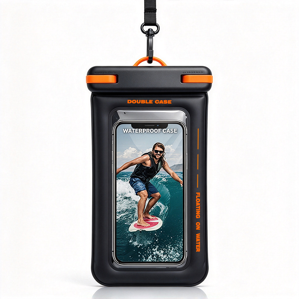 Amazon Best Selling Double Clip Double Bag Sponge Floating Mobile Phone Waterproof Bag Outdoor Sports Swimming Mobile Phone Protective Cover