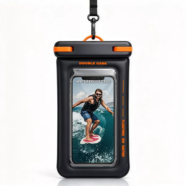 Amazon Best Selling Double Clip Double Bag Sponge Floating Mobile Phone Waterproof Bag Outdoor Sports Swimming Mobile Phone Protective Cover