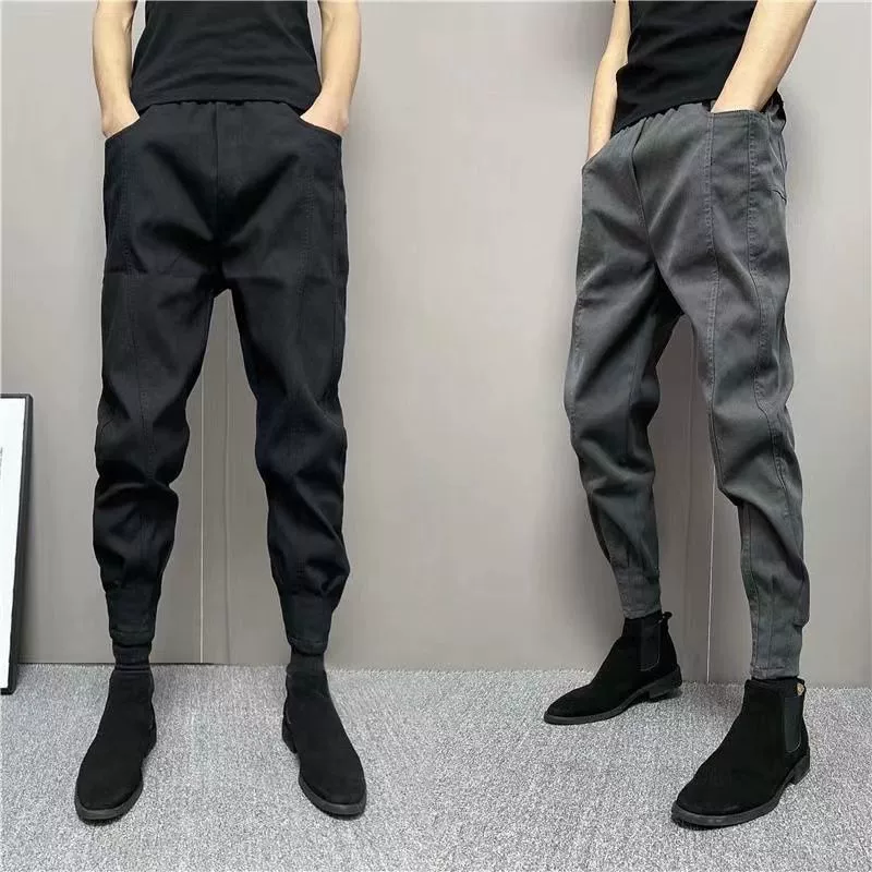2024 мужские брюки осень однотонные новые повседневные универсальные джинсы модные джоггеры потертые эластичные длинные брюки
