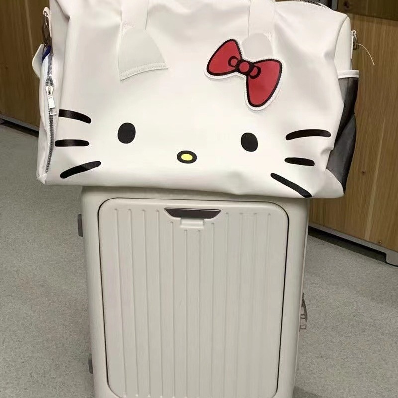 ハローキティ漫画かわいいバッグシングル肩蝶結びハローキティ手持ちフィットネスバッグ斜め掛け旅行バッグ|undefined