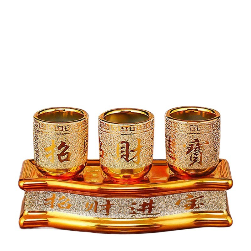Ceramic golden Tieguanyin tea for home use, wineglass, tea cup, for luck