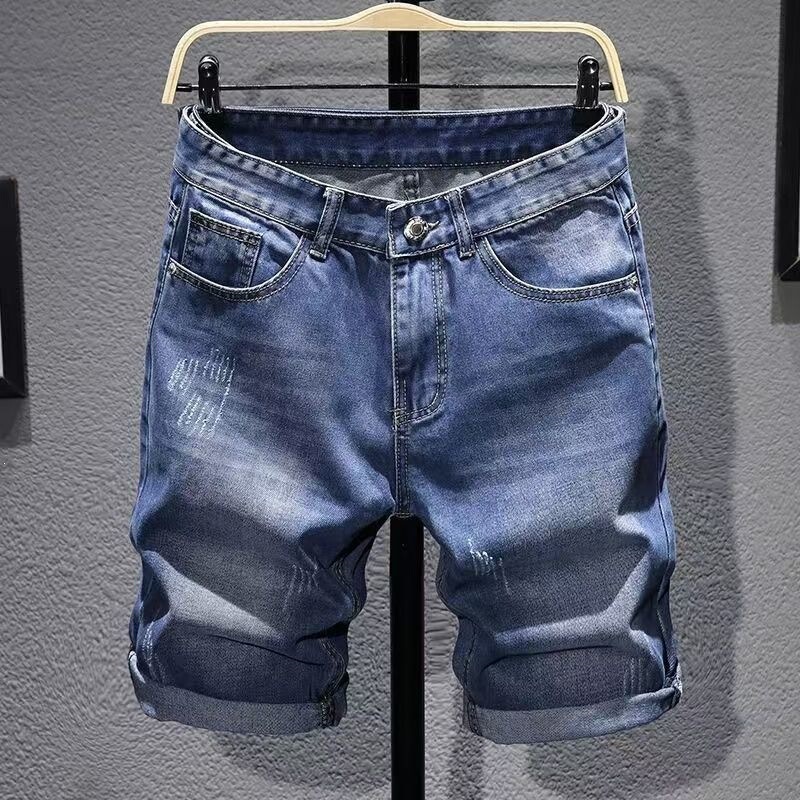 Simon Lainer Summer Thin Denim Shorts Men's Denim Pants Men's Straight Loose Denim Casual Trendy Mid-Length Pants Simon Lainer Summer Thin Denim Shorts Men's Denim Pants Men's Straight Loose Denim Casual Trendy Mid-Length Pants
