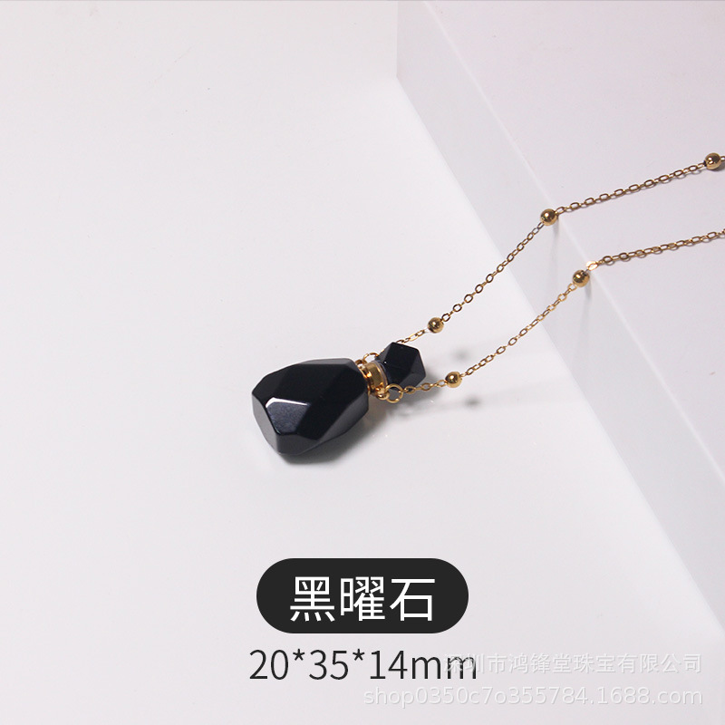 天然水晶香水瓶ネックレス香水精油瓶女性用ペンダント空瓶ギフト彼女用銀飾品招き猫チェーン