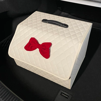 Car trunk storage box Car storage bag/box - bow-white-storage-box-large